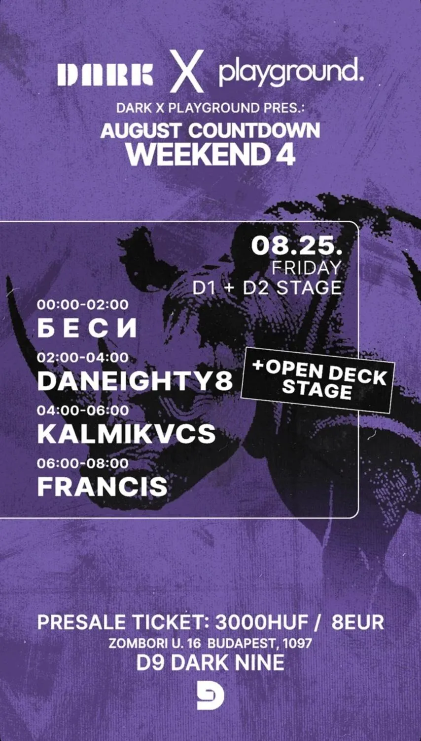 Dark X Playground pres. August Countdown weekend 4