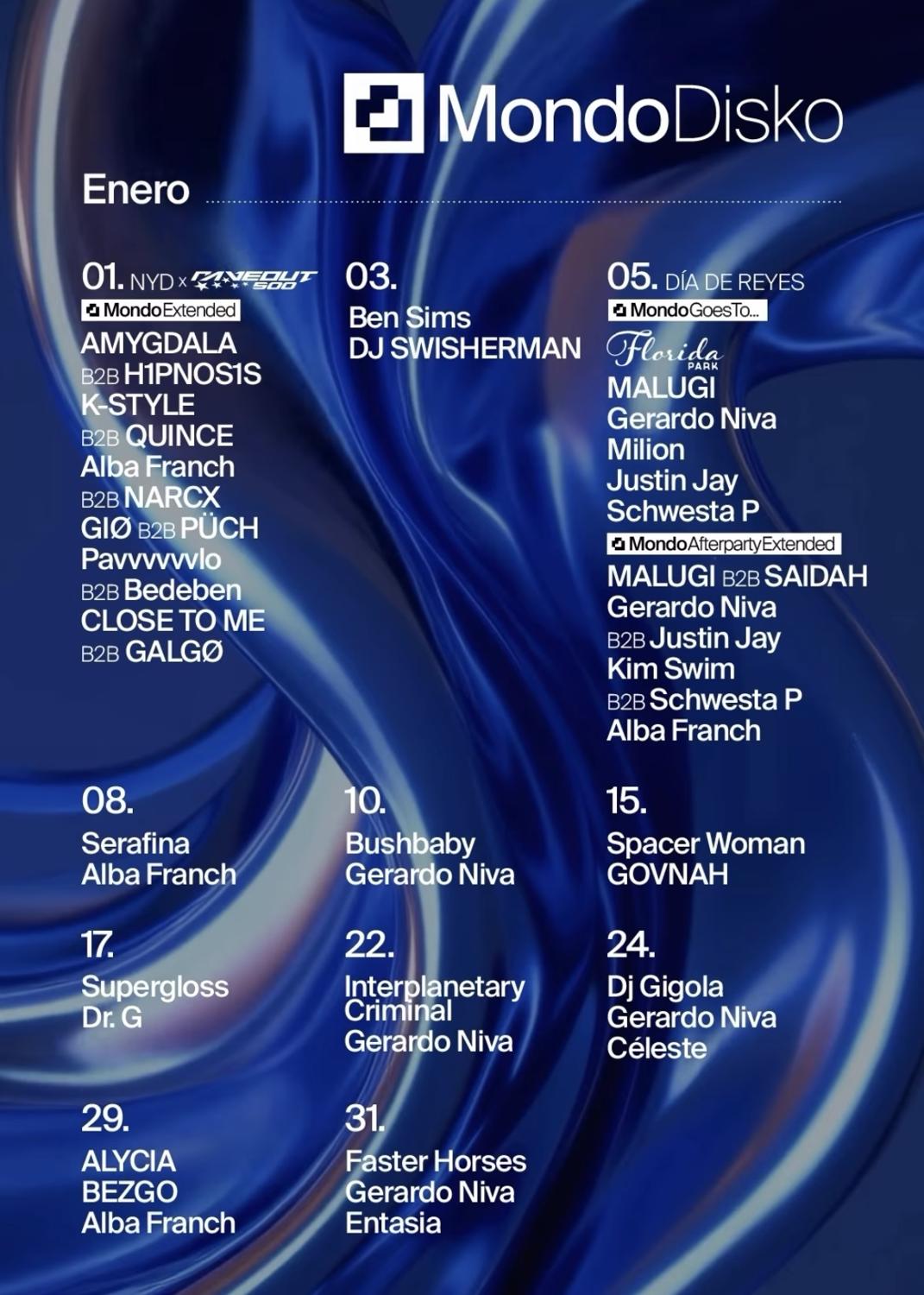 Malugi / Gerardo Niva B2B Justin Jay / Kim Swim B2B Schwesta P / Alba Franch