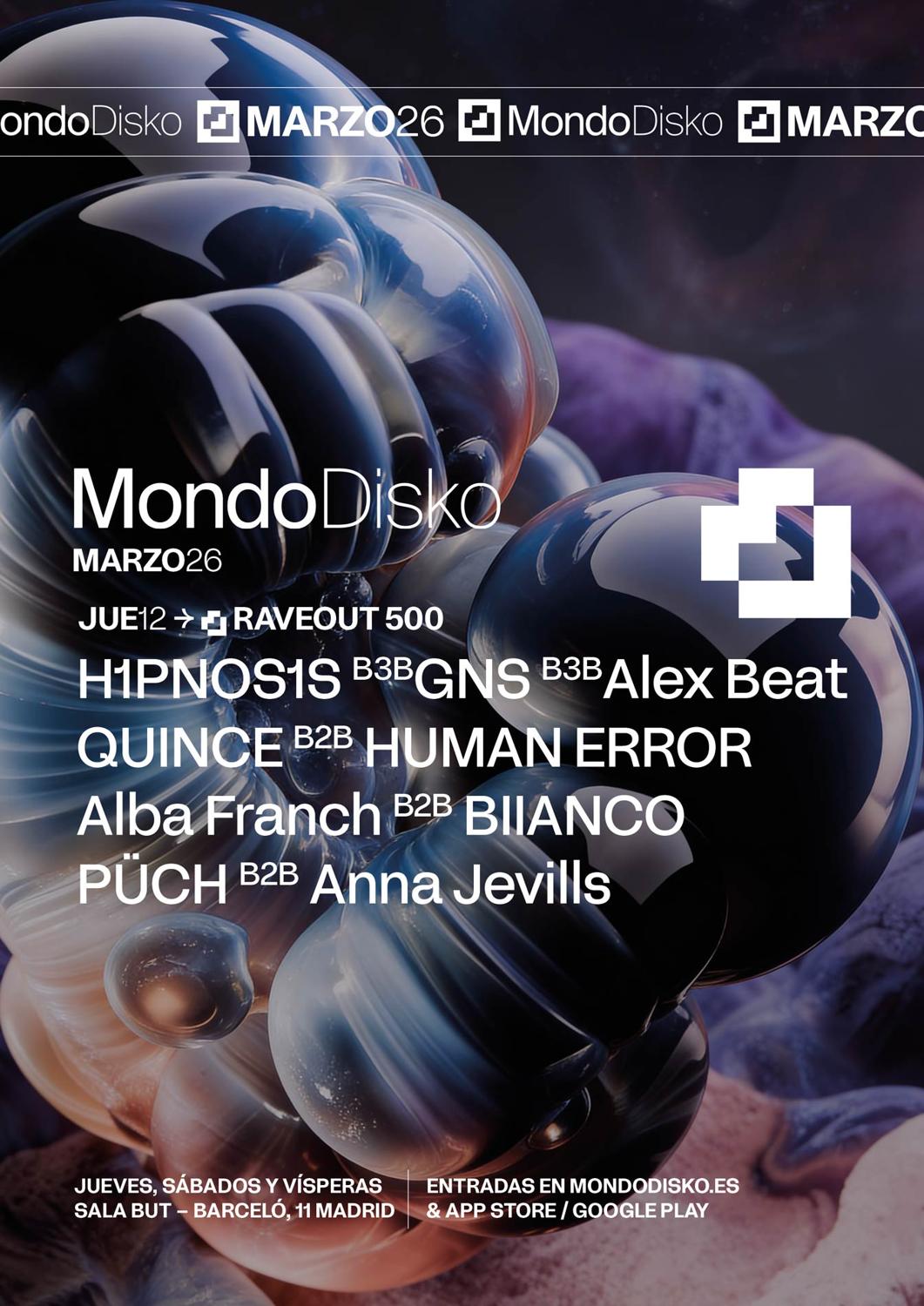 Raveout500: H1Pnos1S B3B Gns B3B Alex Beat / Quince B2B Human Error / Alba Franch B2B Biianco /