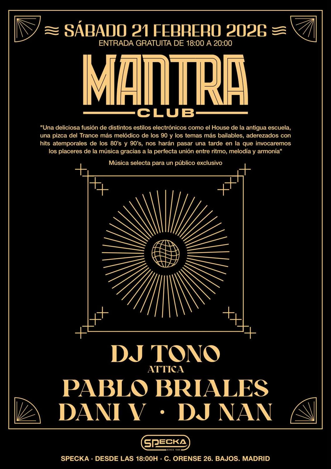Mantra Club - Specka Club (Tardes)