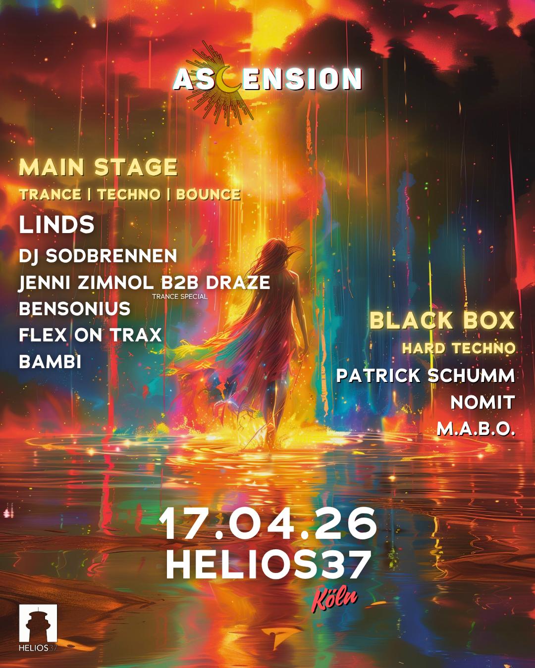 Ascension With Linds, Dj Sodbrennen, Jenni Zimnol B2B Draze, Patrick Schumm At Helios37