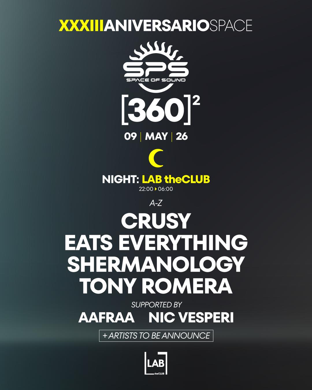 33 Aniversario Space [Night] With Crusy, Eats Everything, Shemanology, Tony Romera