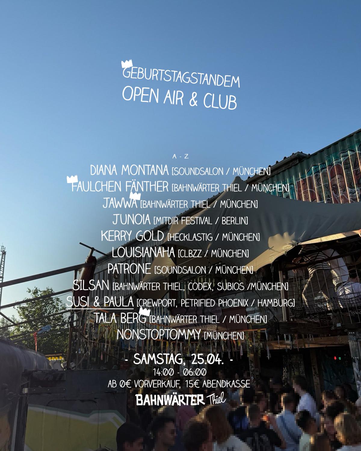 Geburtstagstandem – Open Air & Club Mit Susi & Paula | Bahnwärter Thiel