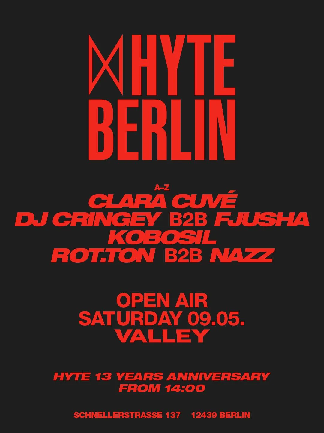 Hyte 13 Years Kobosil & Clara Cuve Open Air Berlin