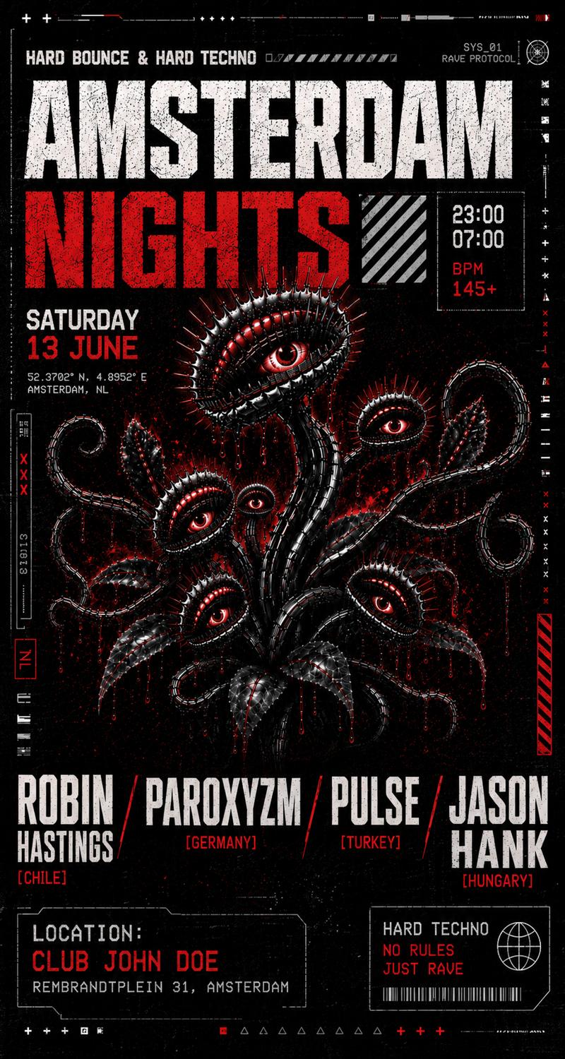 Amsterdam Nights: Hard Techno Rave W/ Robin Hastings [Cl], Paroxyzm [De], Pulse [Tr] 