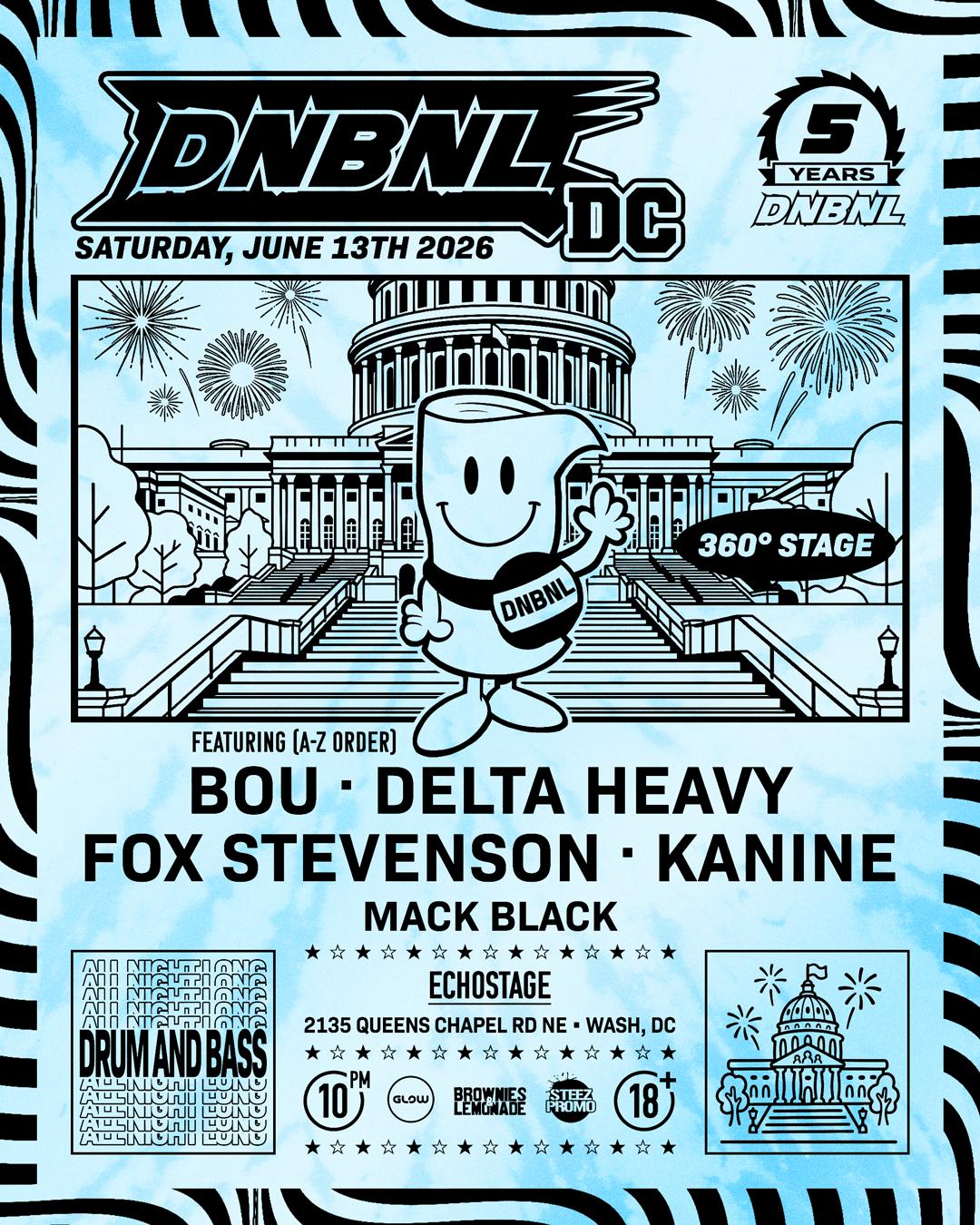 Dnbnl Dc: Bou, Delta Heavy, Fox Stevenson, Kanine (360° Stage)