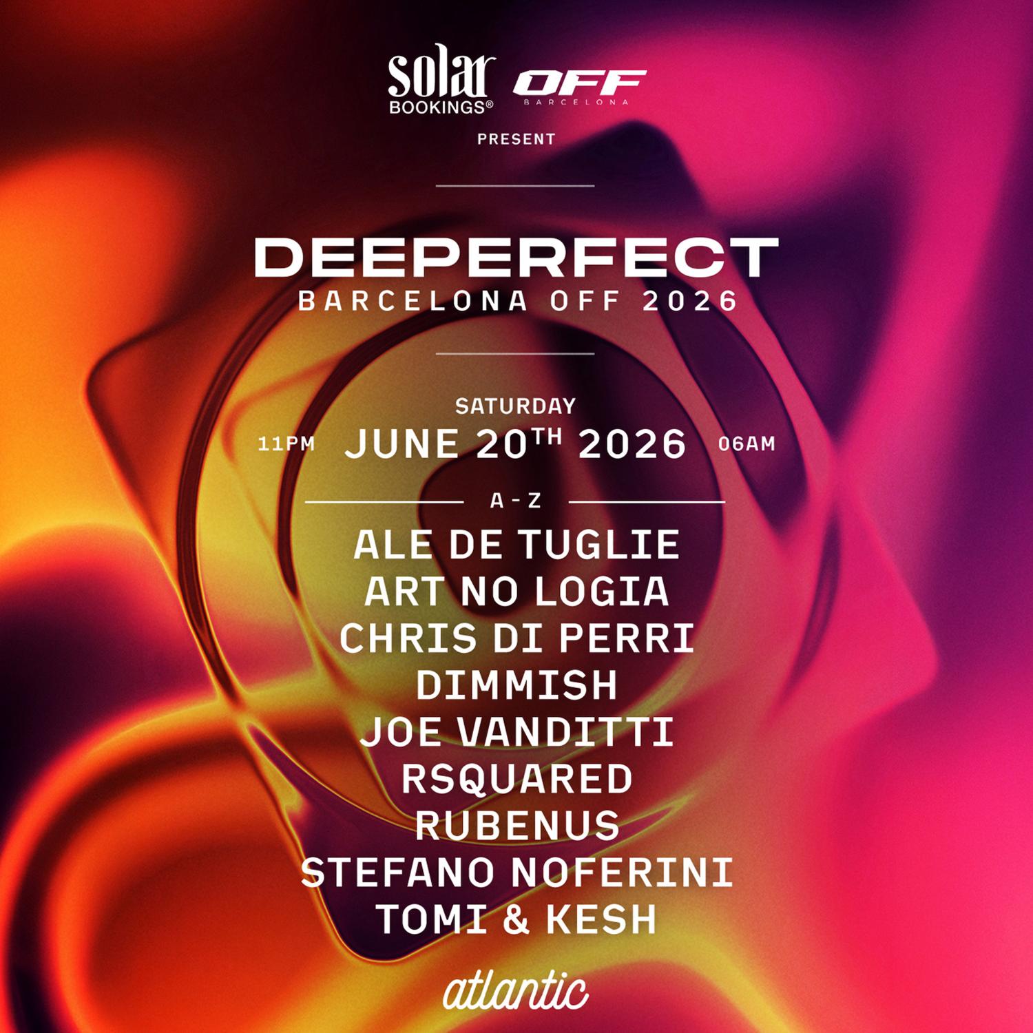 Solar Bookings & Off Present Deeperfect Barcelona Off 2026