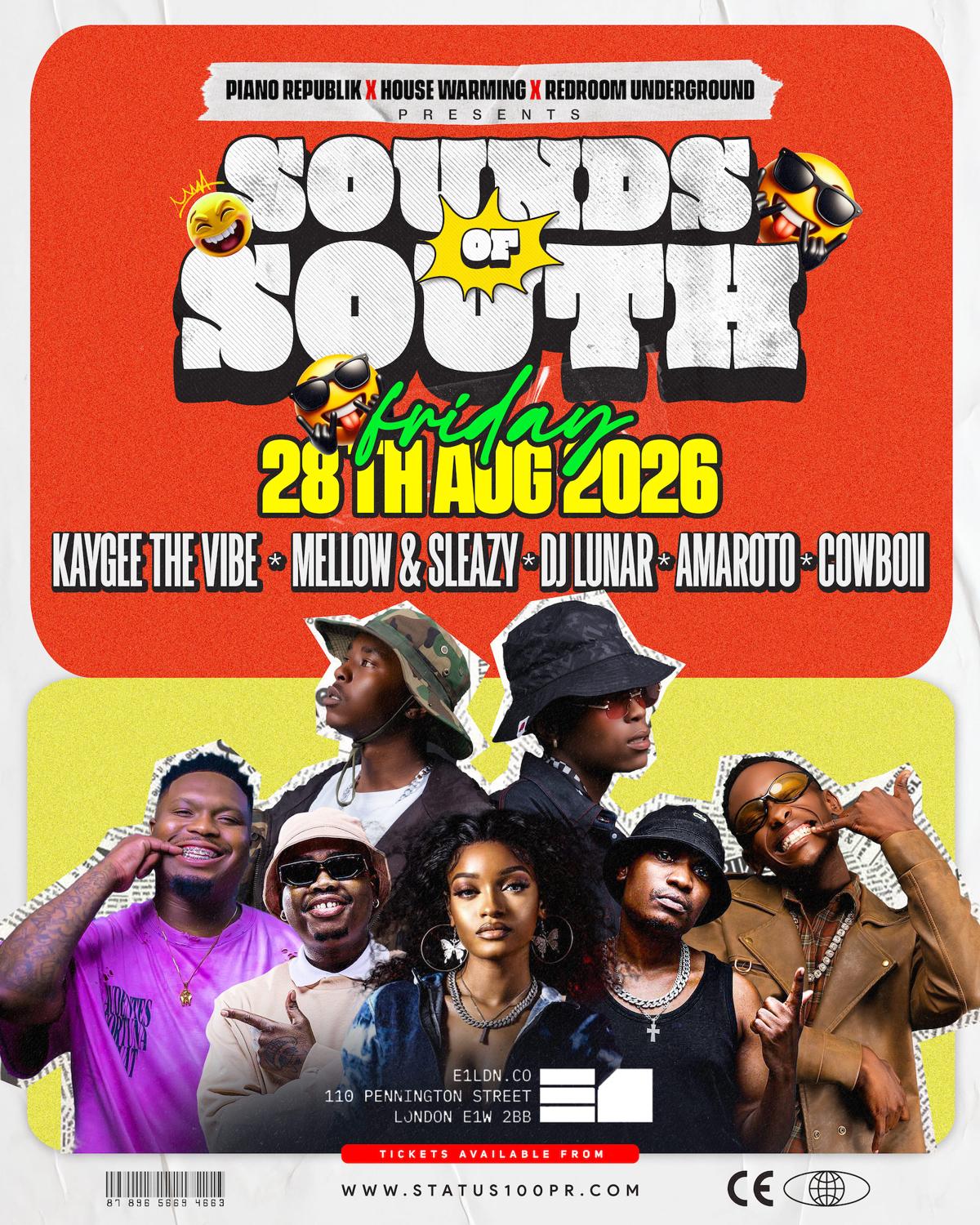 Piano Republik, House Warming And Redroom Underground Presents: Sounds Of South
