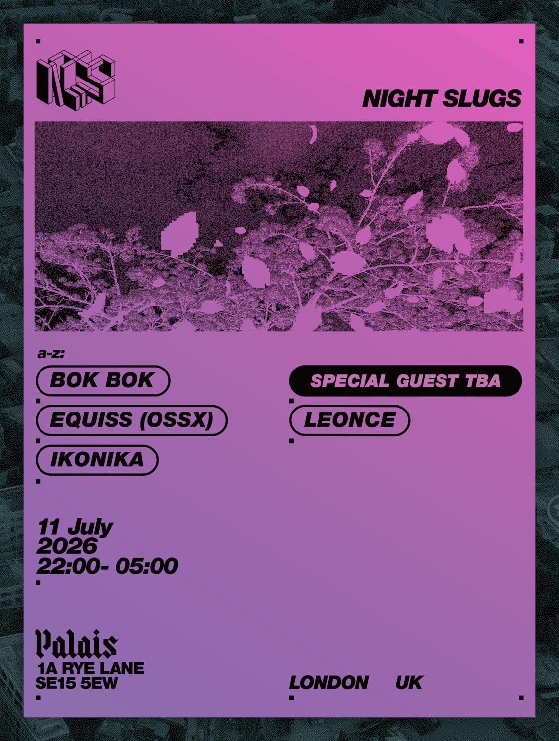 Night Slugs: Bok Bok, Ikonika, Leonce, Equiss (Ossx), Special Guest