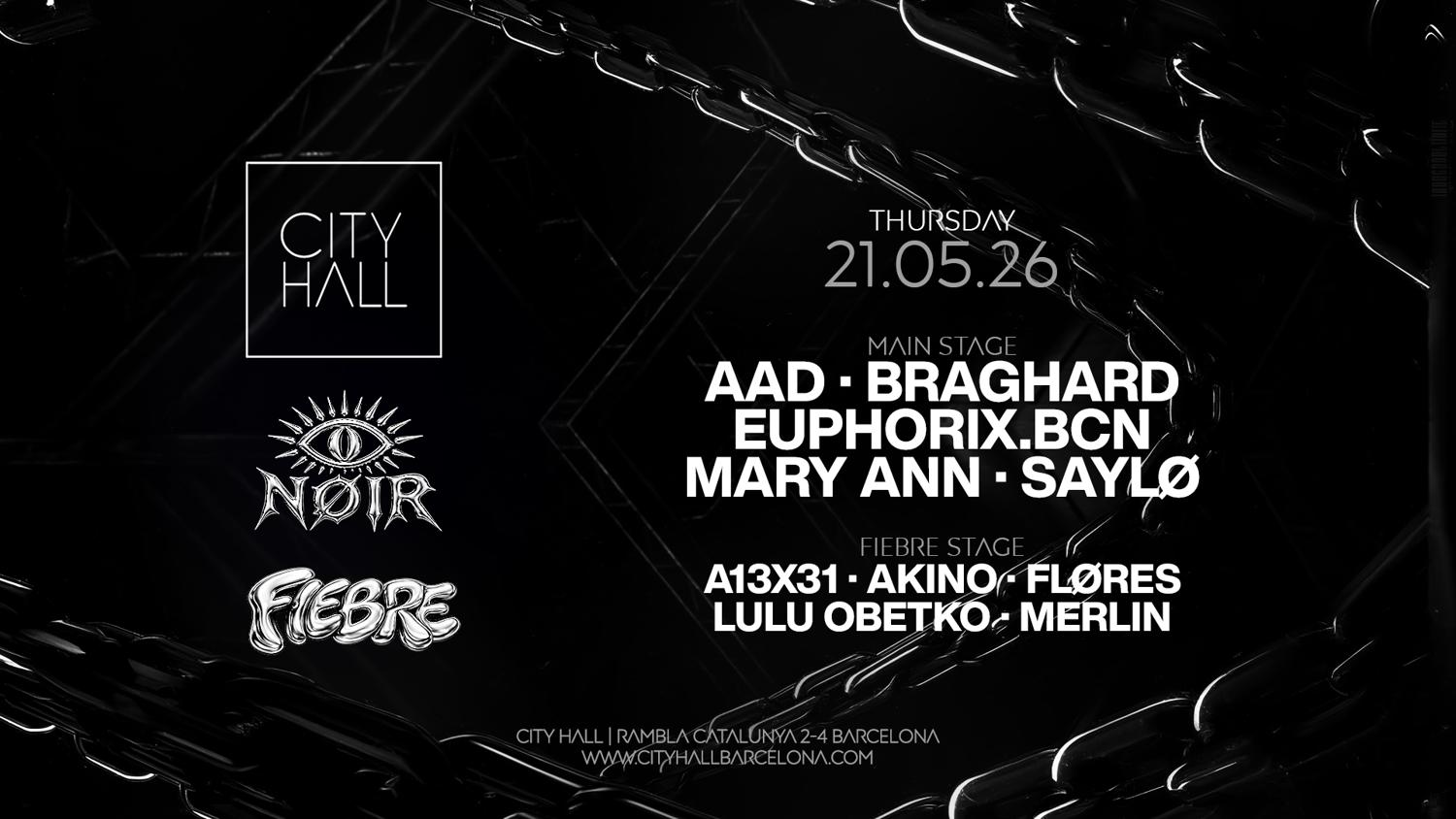 City Hall Pres Nøir & Fiebre L Only 100 Free Tickets