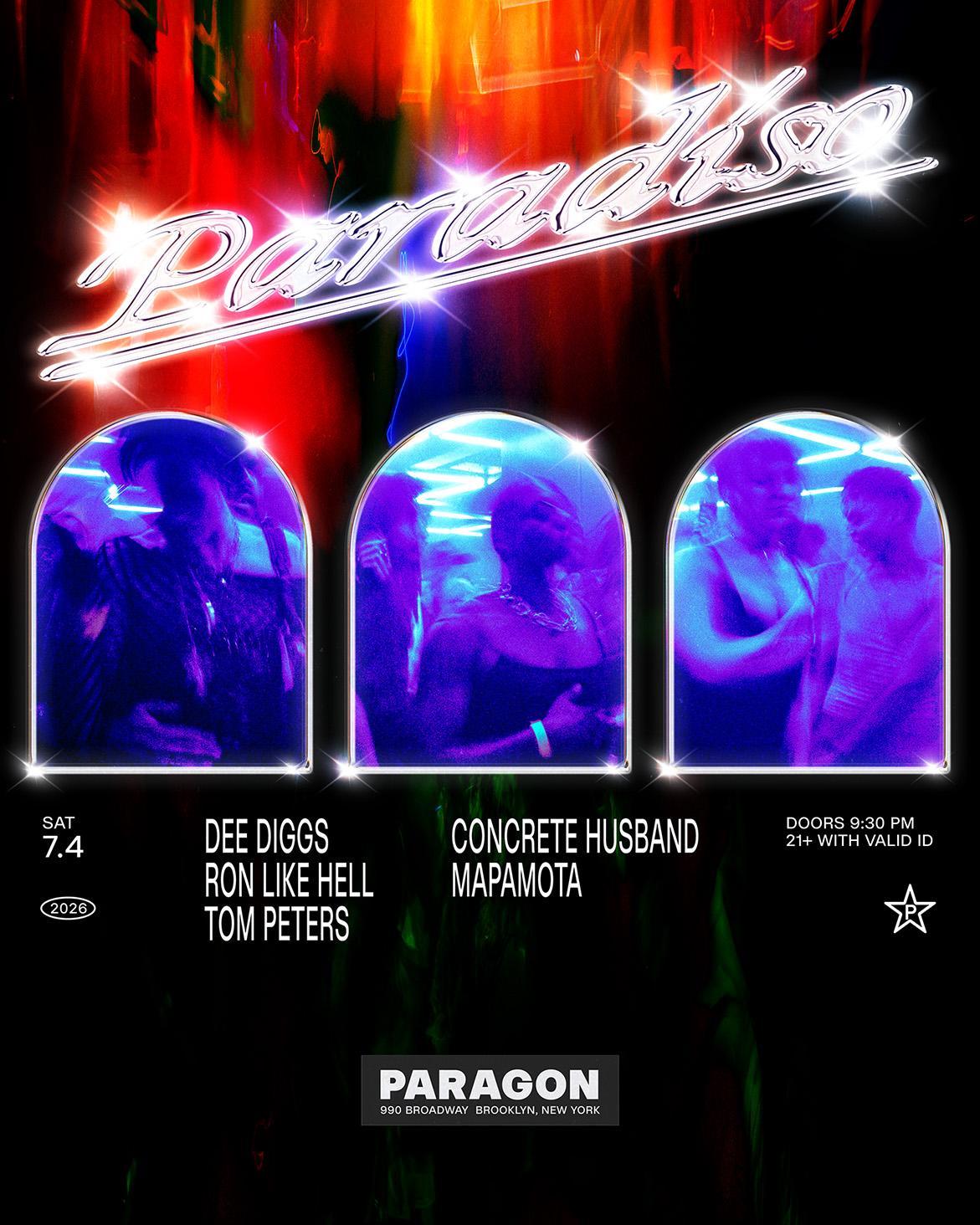 Paradiso: Dee Diggs, Ron Like Hell, Tom Peters + Concrete Husband, Mapamota