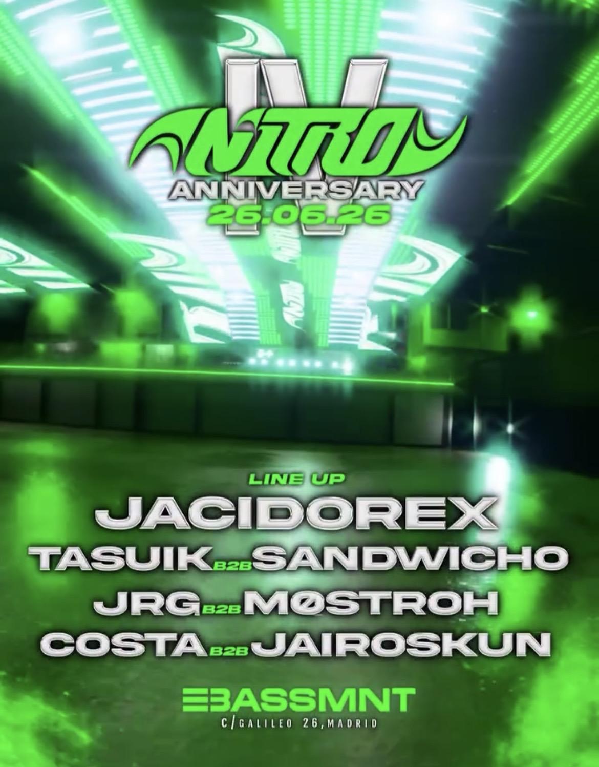 Nitro At The Bassement/ Iv Anniversary: Jacidorex + Tasuik B2B Sandwicho + More Djs