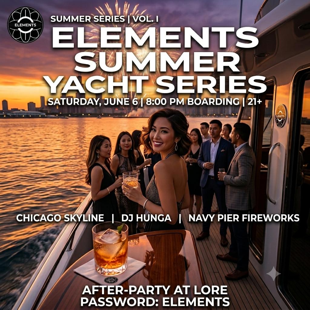 Elements Summer Kickoff Yacht Party — Sunset & Fireworks Cruise