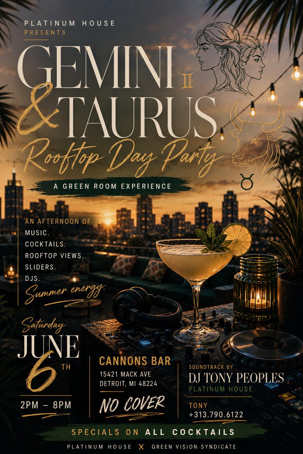Platinum House Presents Gemini & Taurus Rooftop Party