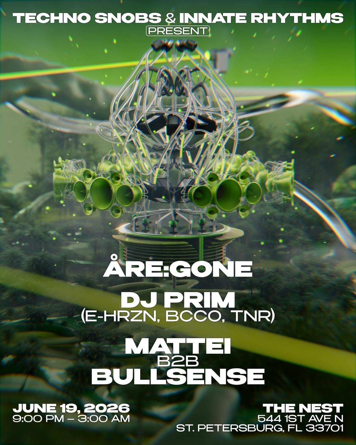 Techno Snobs & Innate Rhythms Present: Åre:Gone & Dj Prim