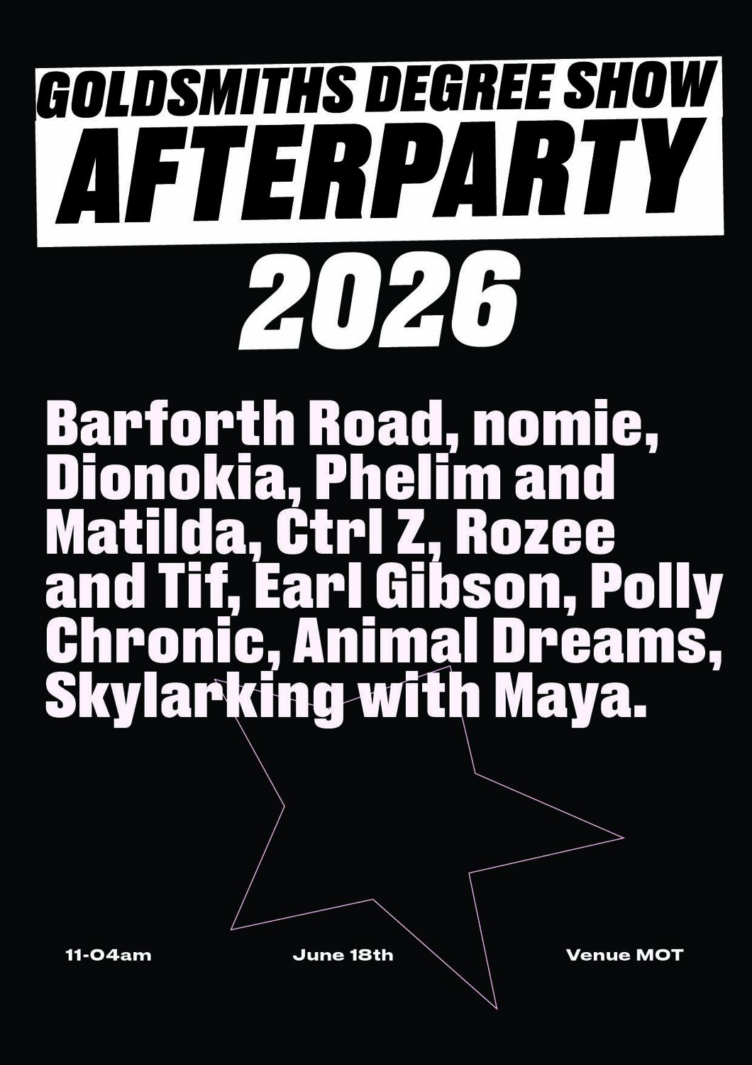 Goldsmiths Degree Show Afterparty 2026