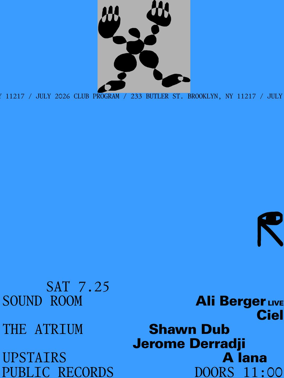Ali Berger [Live], Ciel / Shawn Dub, Jerome Derradji / A Lana