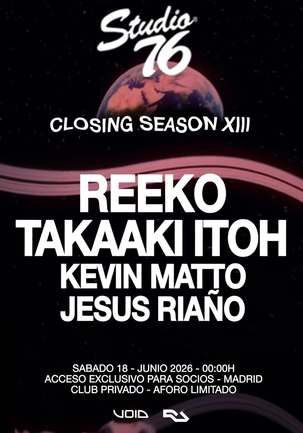 Studio76 Closing Season With Reeko + Takaaki Itoh