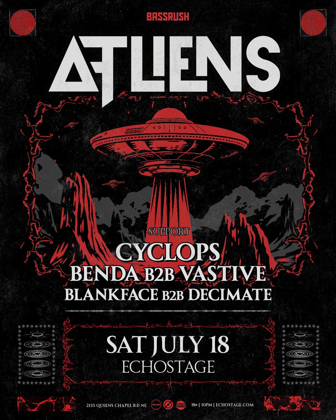 Bassrush: Atliens, Cyclops, Benda B2B Vastive, Blankface B2B Decimate