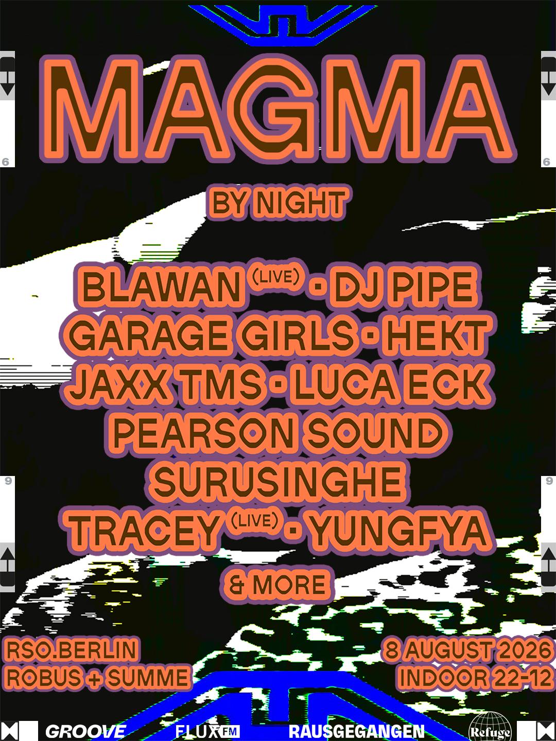 Magma By Night With Blawan, Pearson Sound, Jax Tms, Garage Girls