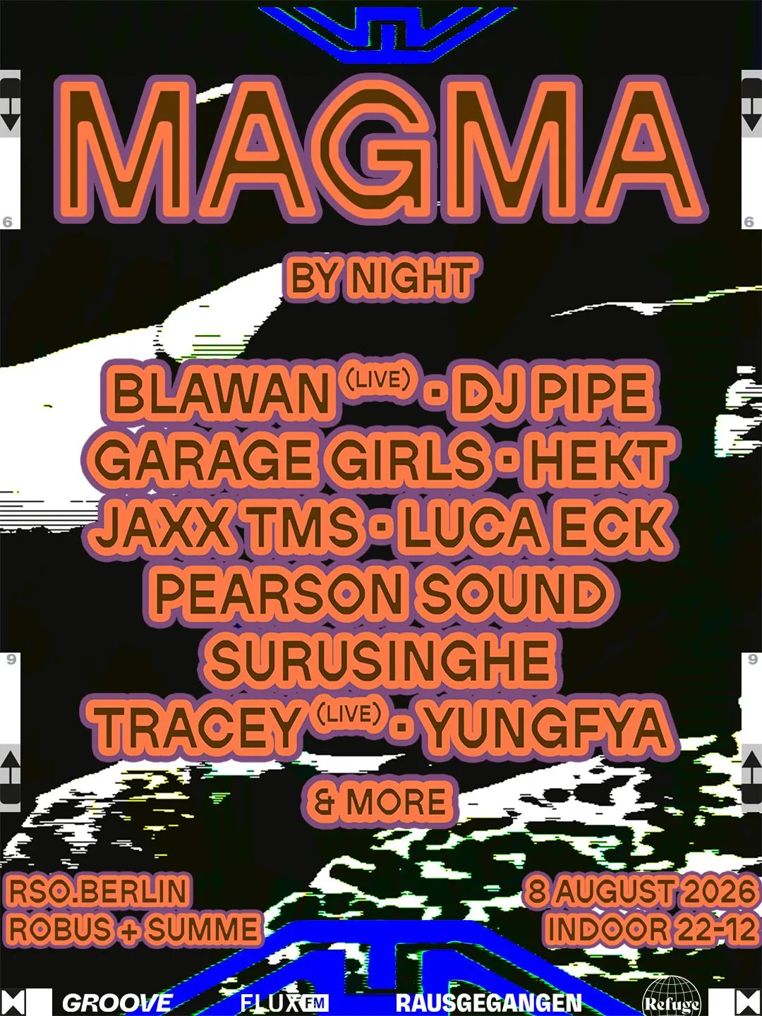 MAGMA BY NIGHT with Blawan, Pearson Sound, JAX TMS, Garage Girls