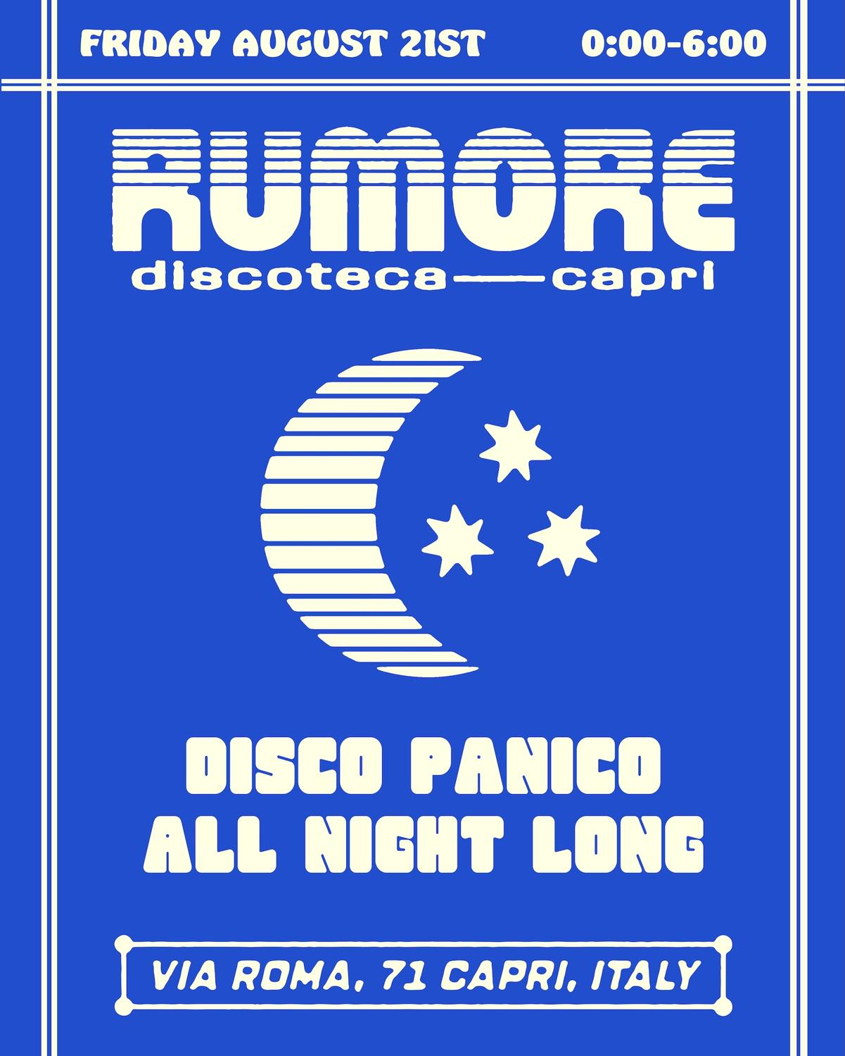 Rumore Season 26 Party N°37 W/ Disco Panico