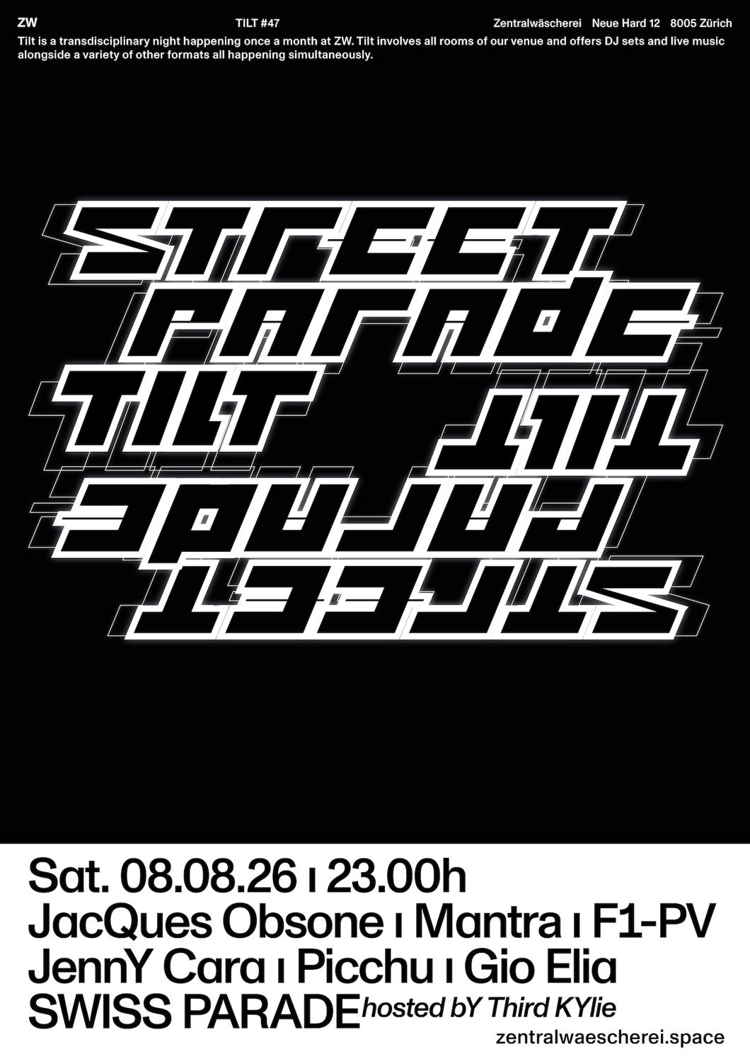 Tilt - Street Parade Afterparty/ Mantra, Gio Elia, Jenny Cara, F1-Pv,