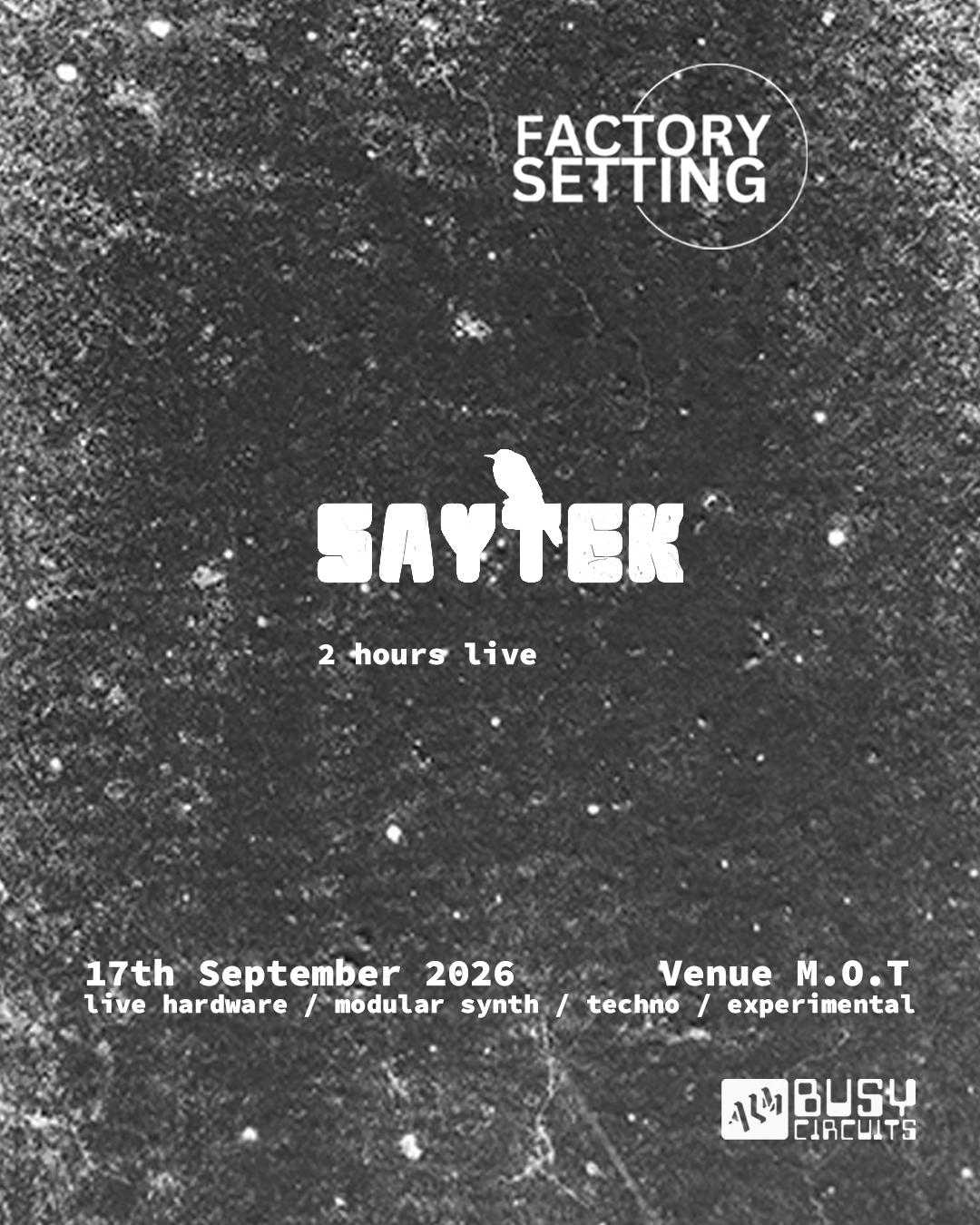 Factory Setting With Saytek (Live)