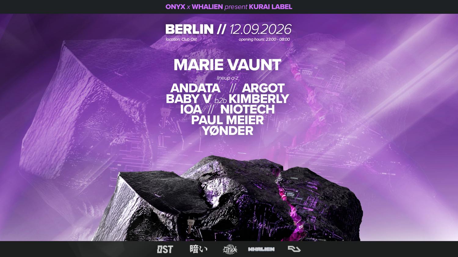 Onyx X Whalien Pres. Kurai Label W / Marie Vaunt, Niotech, Andata
