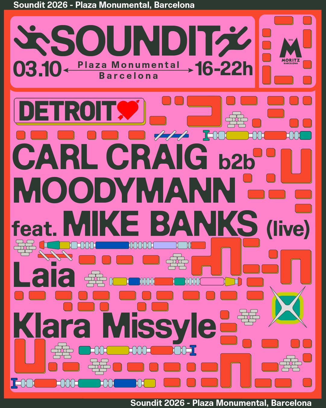 SOUNDIT Plaza: Detroit Love: Carl Craig b2b Moodymann feat Mike Banks(live), Laia,Klara Missyle