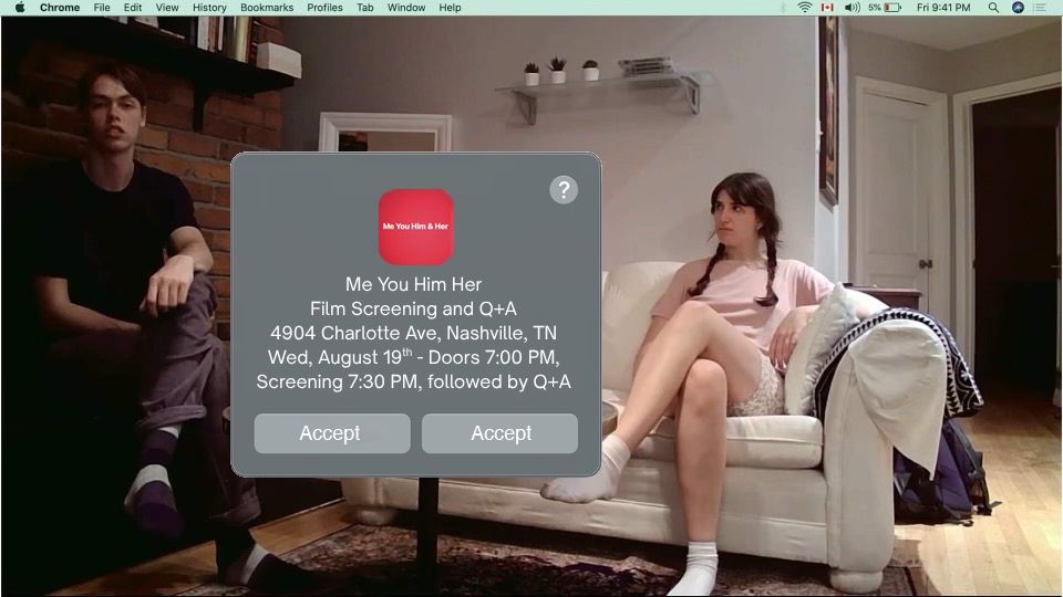 Short Film Screening + Q&A: Me You Him Her by Nicolas Lebrun + Amanda Miserocchi