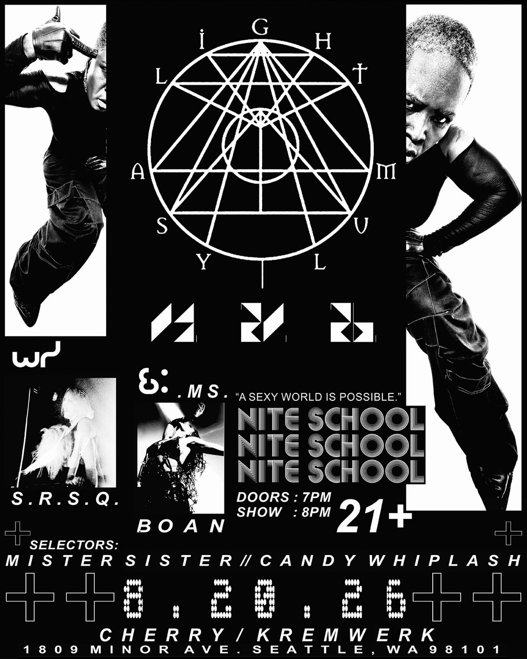 NITE SCHOOL: Light Asylum, BOAN, SRSQ djs Mister Sister + resident Candy Whiplash