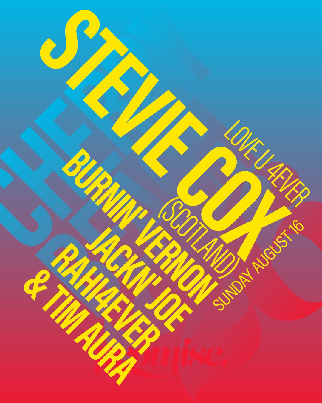 Promise Cherry Beach: LOVE U 4EVER presents Stevie Cox (Scotland)