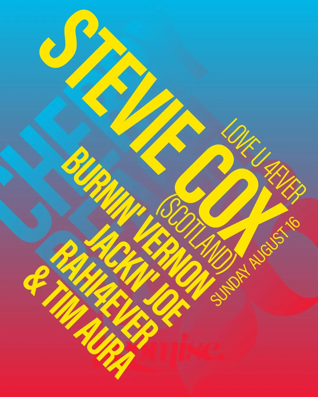 Promise Cherry Beach: LOVE U 4EVER presents Stevie Cox (Scotland)