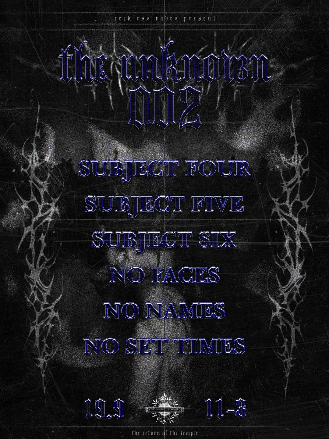 RECKLESS RAVES: THE UNKNOWN 002 [TEMPLE AFTERPARTY]