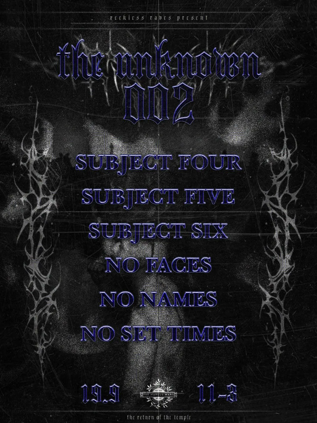 RECKLESS RAVES: THE UNKNOWN 002 [TEMPLE AFTERPARTY]