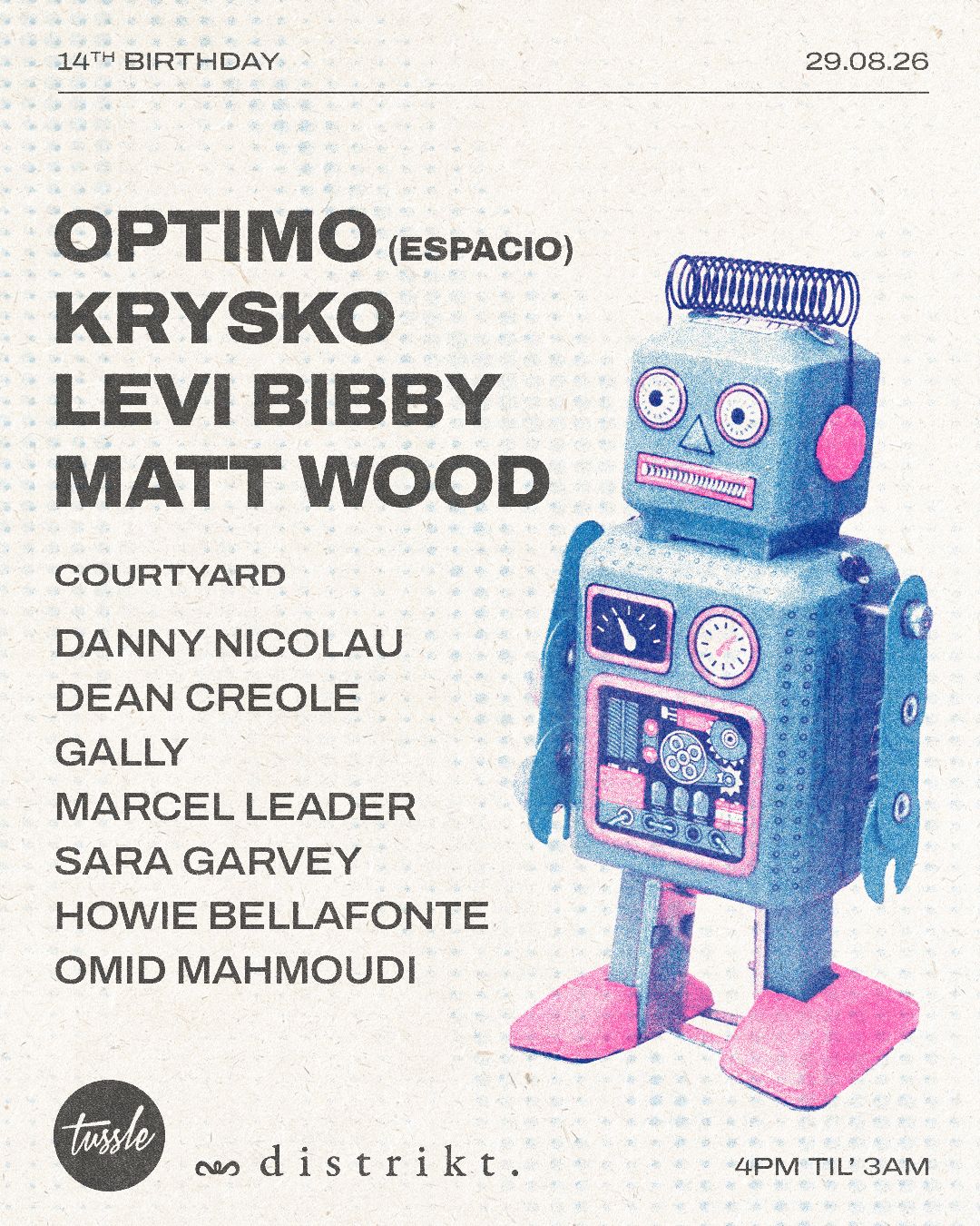 14 years of tussle with Optimo (Espacio), Krysko, Levi Bibby & Matt Wood