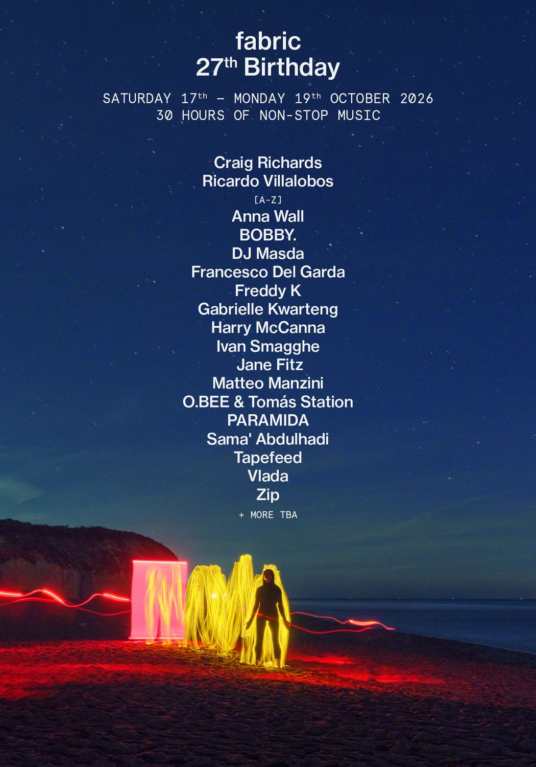 fabric 27th Birthday: Craig Richards, Ricardo Villalobos, Freddy K, Zip, DJ Masda, Jane Fitz