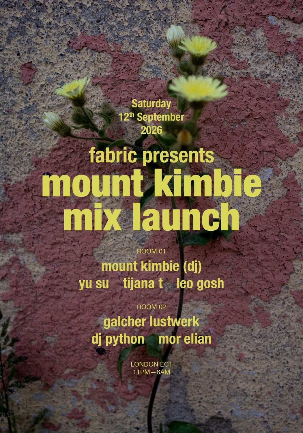 fabric presents Mount Kimbie mix launch: Yu Su, Tijana T, Leo Gosh, DJ Python, Galcher Lustwerk