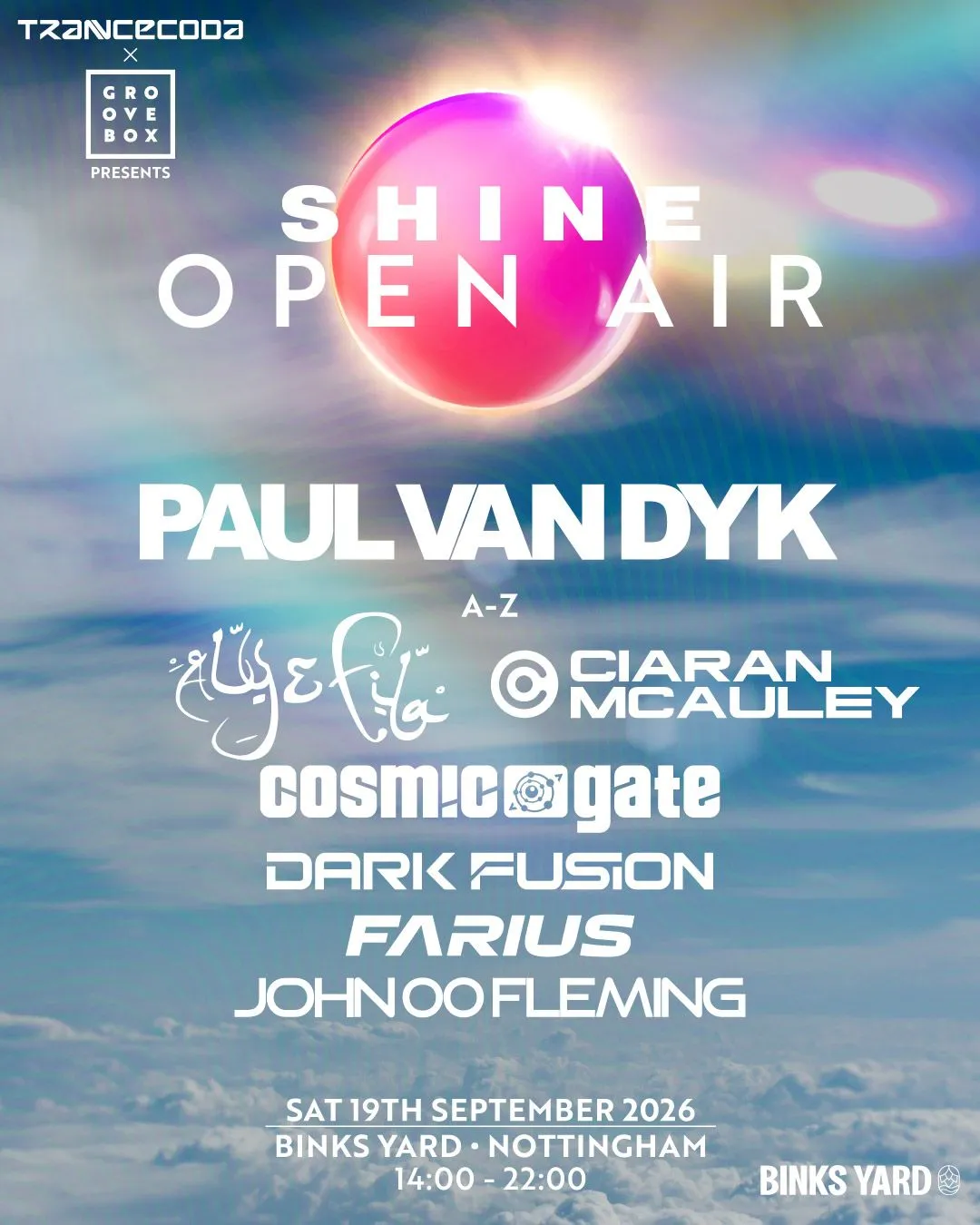 Paul Van Dyk Open Air - Trancecoda X Groovebox X Shine at Binks
