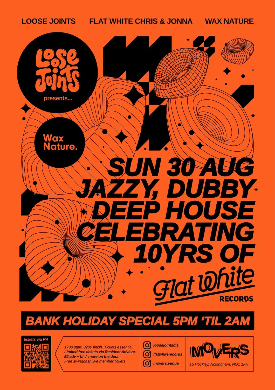 LOOSE JOINTS presents… Jazzy, Dubby Deep House + Ten Years of Flat White Records