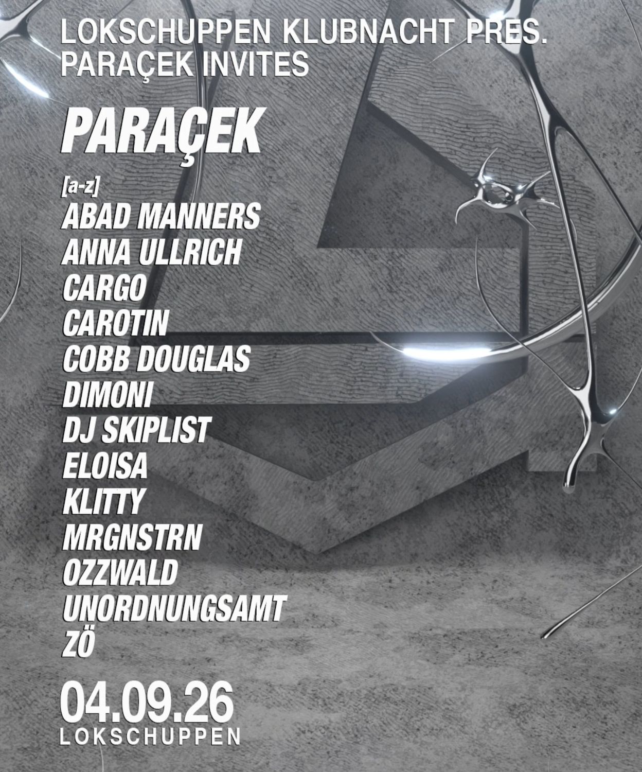 LOKSCHUPPEN KLUBNACHT pres. PARACEK INVITES w CARGO, MRGNSTRN + MORE