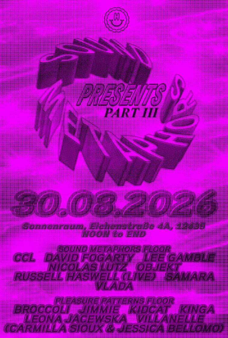 Sound Metaphors x Pleasure Patterns - PART III w/ Objekt, Vlada, Nicolas Lutz, CCL, Lee Gamble…