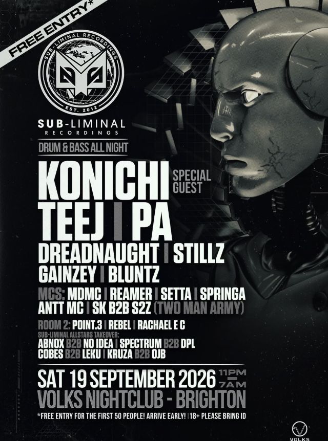 Sub-liminal Recordings presents: Konichi, Teej, PA & More