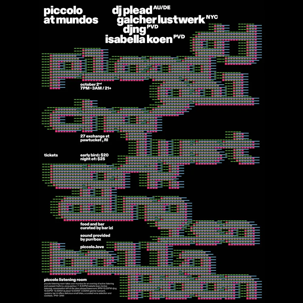 Piccolo x Mundos: DJ Plead, Galcher Lustwerk, DJNG, Isabella Koen