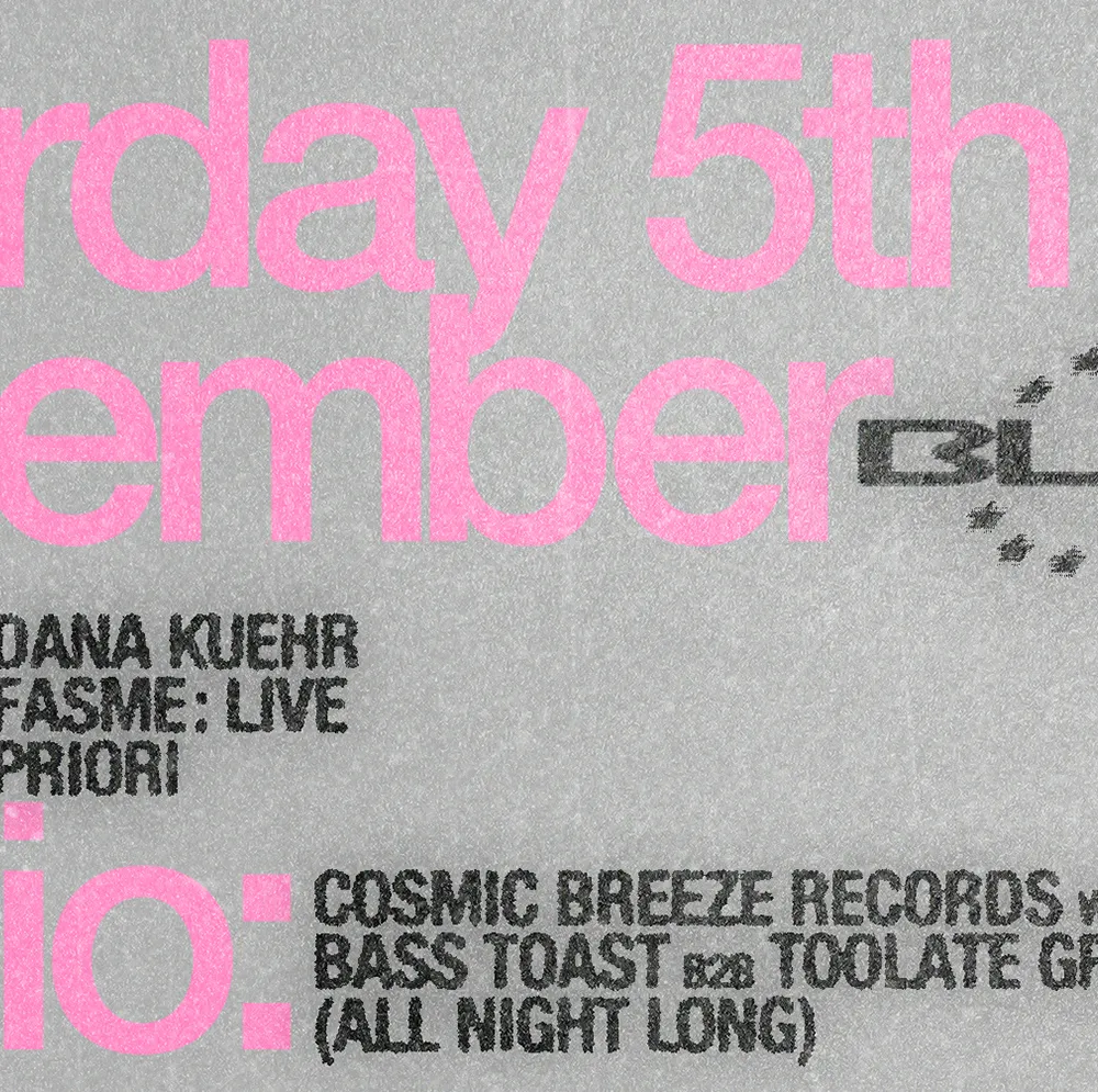 BLUR with Fasme, Priori, Dana Kuehr, Bass Toast b2b Toolate Groove