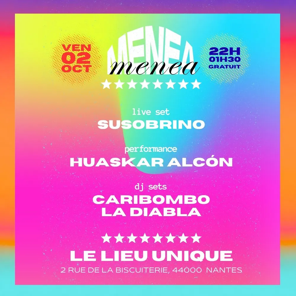 Fiestas Menea @Lieu Unique invite Susobrino + Huaskar Alcon