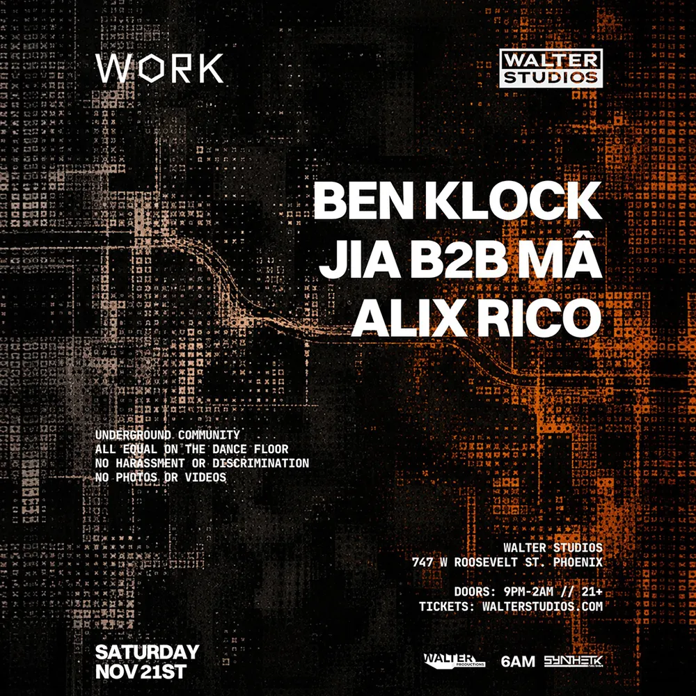 WORK presents Ben Klock, JIA b2b Mâ, & Alix Rico