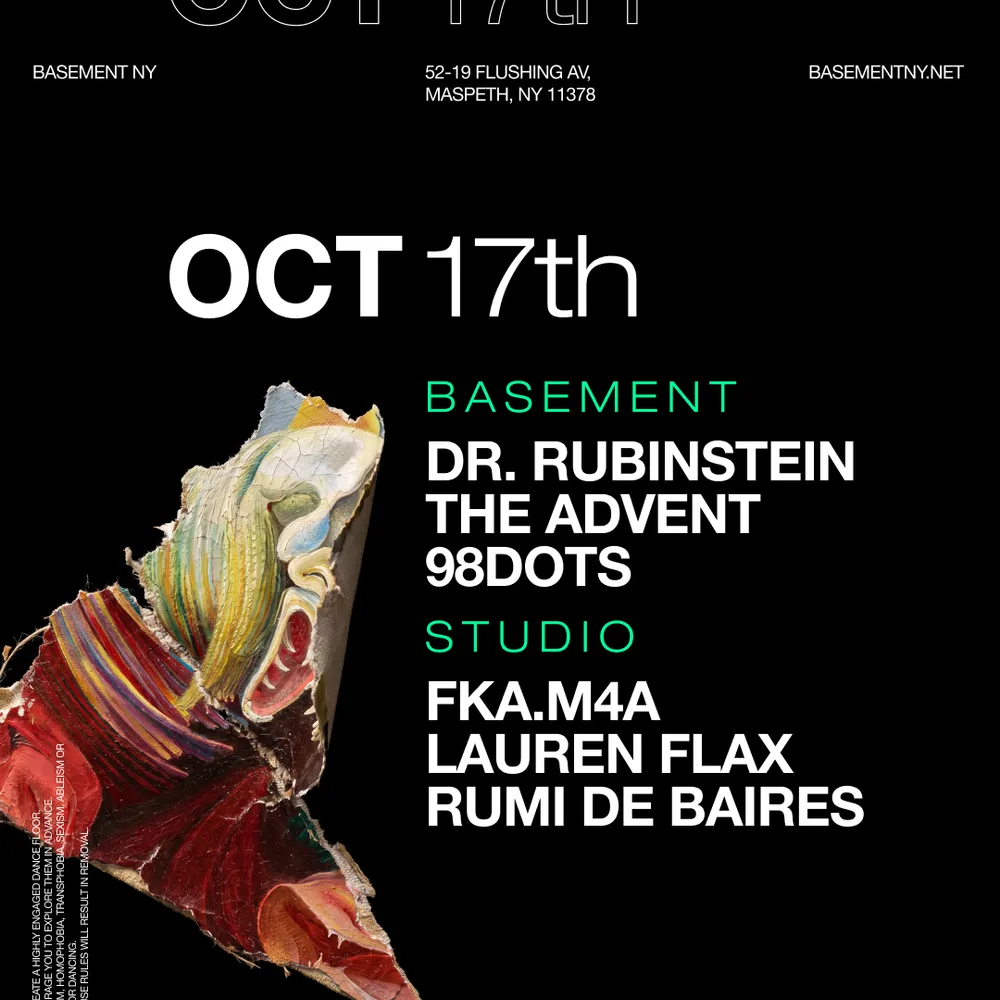 Dr. Rubinstein / The Advent / 98dots / fka.m4a / Lauren Flax / Rumi de Baires