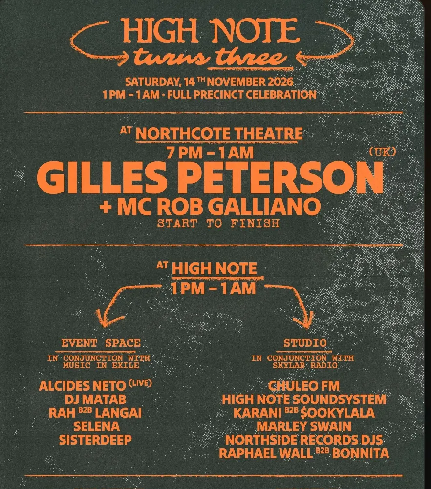 High Note Turns 3 feat. Gilles Peterson (UK) + MC Rob Galliano